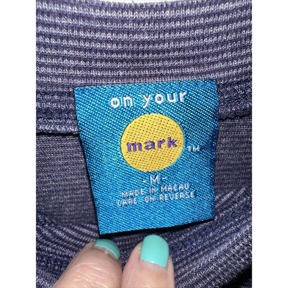 90s Vintage On Your Mark Purple/black Long Sleeve Shirt Medium VTG 1990s Medium - Picture 4 of 8